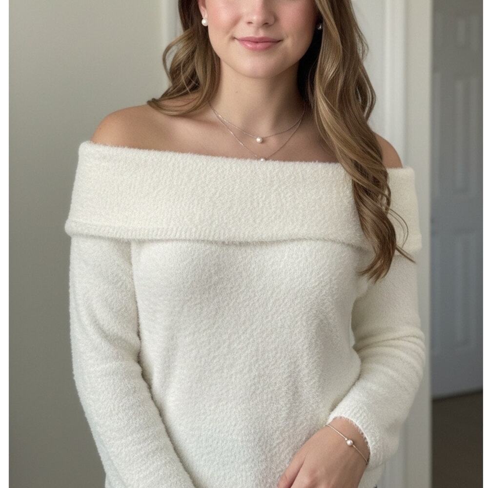 NEW Wild Fable Women's Knit Off The Shoulders Crop Sweater Off White Size XXL